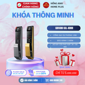 Khóa cửa gỗ thông minh Giovani GSL K888BSvà K888BG vân tay remote app wifi bảo mật cao cấp