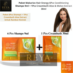 Paket Bundling Makarizo Hair Energy Fibertherapy 6pcs Shampoo 9ml + 1pcs Creambath 30ml Perawatan