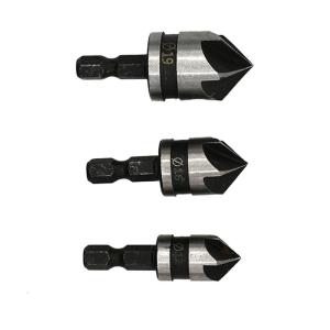 5 Flute Hexadecimal Shank Countersink Set For Woodworking 12mm 16mm 19mm High Carbon Steel Five Blade Chamfer Tool