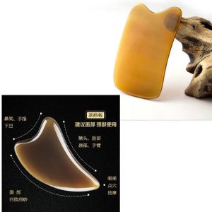 真牛角刮痧板全身通用背部专用颈部腿部家用方形刮痧板刮痧神器 Real ox horn scrapping board universal for the whole body special for the neck leg household square scrapping board scrapping artifact