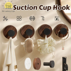 Vintage Walnut Wood Grain Suction Cup Hook No Drill Waterproof Moisture Proof for Bedroom Bathroom Kitchen