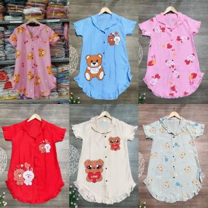 Đầm Ngủ Váy Ngủ Đồ Ngủ Mặc Nhà Lụa Hàn Họa Tiết Siêu Xinh Freesize dưới 57kg