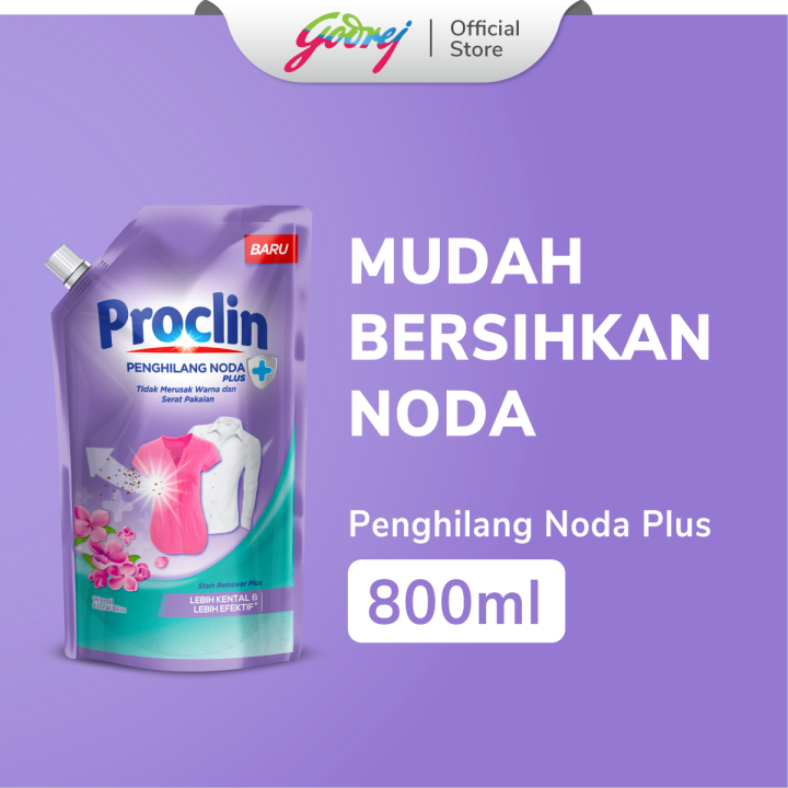 Proclin Penghilang Noda Plus Pouch 800ml - Penghilang Noda Pakaian Aman Untuk Pakaian Berwarna