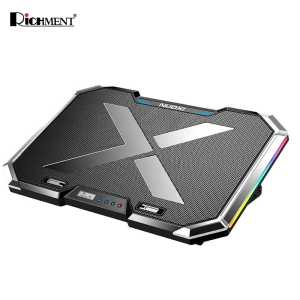 RICHMENT Q8 ICE COOREL Laptop Cooling Pad with 6 Cooling Fans Cooling Pad for Laptop Fan 12-17.3 Inch Laptop Cooler Stand with 6 Height Adjustable Notebook Cooler Pad with Two USB Port