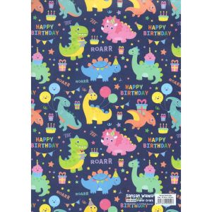 ( 5 Lembar ) BDAY SANWA - KERTAS KADO HAPPY BIRTHDAY - GIFT WRAP PAPER SANSAN WAWA BALON
