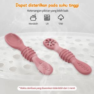 READY BANDUNG TRAINING SPOON BABY SENDOK BLW TEETHER SILICONE SILIKON UNTUK BELAJAR MAKAN BAYI PRE SPOON SET MPASI MP ASI LENTUR