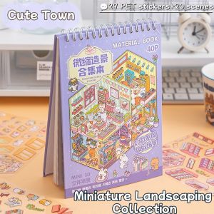 Oldlaiben Miniature Scene Collection Book 3D Cute Animal Landscape Sticker Book Kids DIY Handbook Stickers