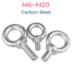 White Zinc Plated Carbon Steel Eye Bolt M6 M8 M10 M12 M14 M16 M18 M20 O-Ring Eyebolts Ring Loop Hole For Cable Rope Eyebolt