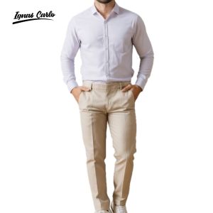 Celana Bahan Panjang Pria Model Slimfit Dean Kerja Formal Warna Cream Size 28-38-IGNAS CARLO