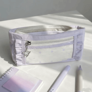 MUNCHX Transparent window Pencil Case Large Capacity Badge Display Stationery Storage Pouch Special Design Storage Pen Bag Office School Supplies