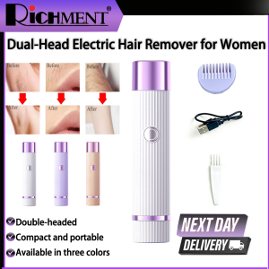 RICHMENT 2in1 Electric Shaver for Women Bikini Hair Trimmer Wet Dry Use Dual Head Detachable USB charging