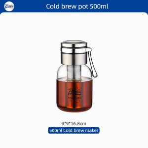 BINCOO Coffee Cup with Strainer Cold Brew Coffee Glass Water Bottle Home Coffee Maker Large Capacity 500ML/750ML