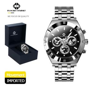 Forsining Black Mens Mechanical Watch 3 Dial Automatic Self-Wind Clock Business Sport Stainless Steel Belts Wristwatch