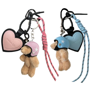 Lovely Bear Keyrings Heart Keychains Fashion Keyholders PU Keychain Car Key Rings for Bag Backback Decoration