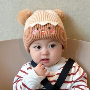 Mũ len gấu hai bông tai đáng yêu cho bé màu sắc tươi sáng chất liệu len cotton mềm an toàn cho làn da bé