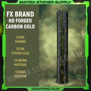 FORGED CARBON FIBER GOLD STICKER (152CM-Custom)Pelekat Stickers Wrapping Full Body Vinyl Wrap Film Motor Sticker Kilat