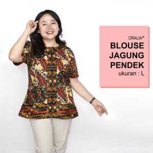 Blouse Big Size LD 140 Wanita Atasan Batik Jumbo L-XL-2L-3L-4L-5L-6L-7L Model Blus Jumbo Kerja Batik / Atasan Big Size Kerja Wanita / Pakaian Batik Kantor Kekinian Seragam