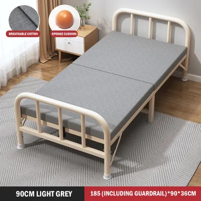 Foldable Bed with Frame Single Double Bed/Bed Frame with Topper/Ready To Use/Simple Portable