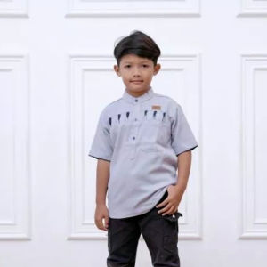 Santripexal - Koko Anak Remaja Laki Laki Lengan Pendek Baju Muslim Anak Laki-laki Kurta Cakra