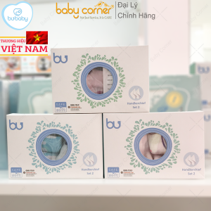 Set 2 Khăn Mặt Muslin Bu Baby Hoạ Tiết Ngẫu Nhiên Cho Bé 0M+