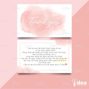 Card Cám Ơn Card Thank You Thiệp Cám Ơn Thiệp Thank You - Size 9x 5.4cm Chất Liệu C300 Cán Màn Mờ 2 Mặt Họa Tiết Hồng Pastel Sang Trọng - iDea Design