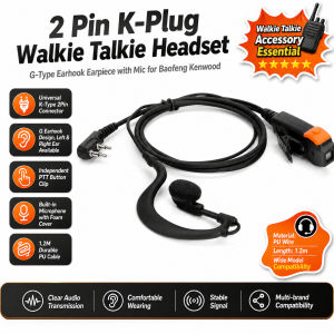 Ueblock✈PU Wired Walkie Talkie Headset K-Plug Walkie Talkie Headset Earphones Dual PTT G Type with Microphone for Kenwood Baofeng 888S TYT