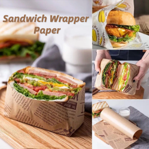 50Pcs Food Oil Proof Paper Bread Burger Greaseproof Paper Sandwich Wrapper Paper Baking Wax Paper