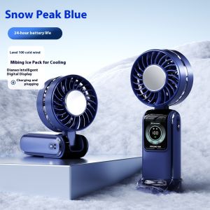 New Xiaomi Portable Mini Handheld Fan High Speed Fan 5000mAh USB Rechargeable Semiconductor Refrigeration Handheld Fan LED Digital Display Folding Neck Fan