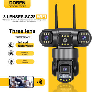 DOSEN 12MP Outdoor CCTV Dual Camera Wifi Connect To Cellphone Waterproof Three lens 4G Sim Card Night Vision Alarm