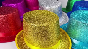 Glittering Tall Hat for Masquerades Party Gentleman Hat Jazzy Hat with Belt Adult Concert Costume Hat Headpieces