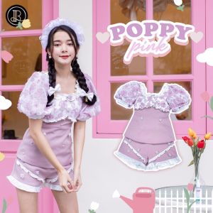 BLT BRAND การันตีเสื้อผ้าแบรนด์แท้ เซทเสื้อกางเกงขาสั้น สีชมพู หวานๆ POPPY PINK