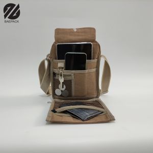 Baepack Tas Selempang Pria Premium Kanvas Xavier Hitam / Sling Bag / Tas Bahu Cowok Canvas / Organizer Travel Bag