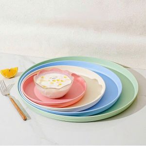 Khay nhựa tròn ST GROUP màu pastel tươi sáng đủ kích cỡ chất liệu nhựa PP an toàn phong cách vintage Bắc Âu Mâm cơm gia đình quán ăn Đĩa nhựa decor chụp ảnh trang trí