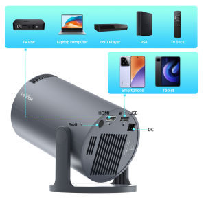 Máy chiếu siêu di động GOOJODOQ HY300 Android 11 Có loa Góc tự do 270° Bluetooth 5.0 Màn hình lớn 130 inch