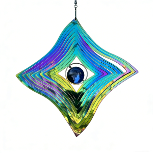 FOUNDTWO Gradient Wind Chime Pendant Colorful Flowing Light Effect Butterfly Hanging Ornaments Funny Heart Flower Wind Spinner Catcher Bedroom