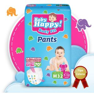 Baby Happy Body Fit Pants M 32  S 40 Popok Bayi Sekali Pakai Tipe Celana 7 -12 kg  size M Nahisa