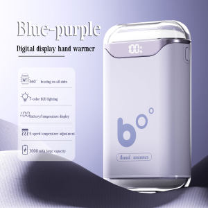 เครื่องอุ่นมือแบบใหม่ พกพาสะดวก ชาร์จไฟได้ขนาดเล็กแบบ USB ให้ความร้อนสี่ด้าน เครื่องอุ่นมือแบบมีจอแสดงผลดิจิตอลพร้อมไฟ