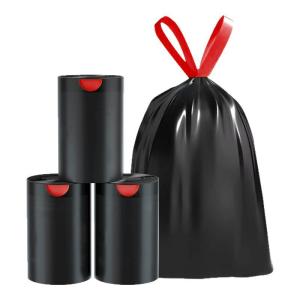 [Original 24 hours delivery] 300Pcs Drawstring Trash bag Thickened Automatic Closing kitchen Garbage Bag disposable plastic bag Durable