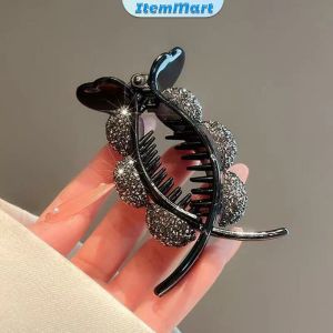 ItemMart Bow Hair Bun Clip Rhinestones Ponytail Hair Clip High End Hairpin