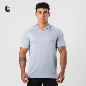 Lockerwear Baju Hoodie Sport Pria Lengan Pendek Kaos Olahraga Short Sleeve Gym Running Lari Jogging Slim Quick Dry Fit