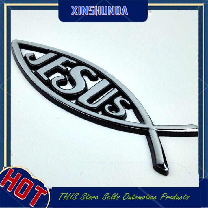 XSD 1X Metal Jesus Fish Logo Car Body Emblem Badge Sticker Decal ...
