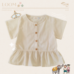 เสื้อผ้าฝ้ายเด็ก สีขาว รุ่น ชมชอบ 2-6 ขวบ 🎈❤️ เสื้อไทยเด็ก ชุดไทยเด็กอนุบาล ชุดไทยเด็ก LOOM