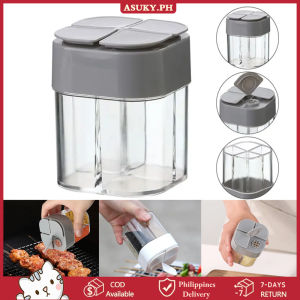 ASUKY | 4 In1 Transparent Seasoning Rack Spice Pots Outdoor BBQ Seasoning Jar Storage Pepper Container Condiment