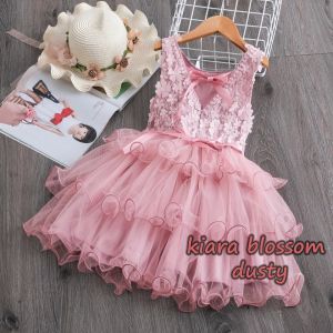 2-7 TAHUN Gaun anak perempuan 3D backless gaya putri Dress KIARA BLOSSOM Dress anak Korea terbaru