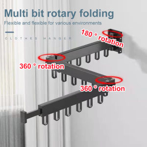 Retractable Clothes Towel Drying Rack Balcony Indoor Folding Wall Mounted Hanger Telescopic Rotation