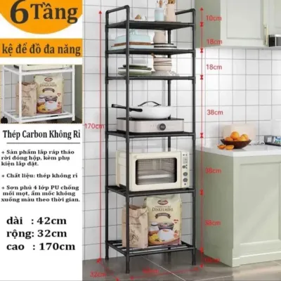Kệ Đa Năng - Kệ Nhà Bếp Kệ Phòng Khách Phòng Ngủ 6 Tầng Khung Thép Cacbon Cứng Cáp