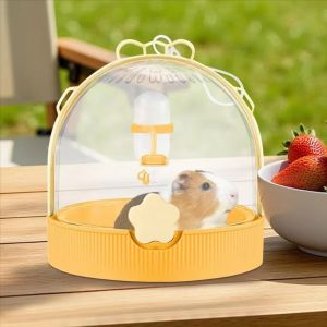 OUTOPEN Large Space Portable Hamster Cage Transparent Breathable Mesh Parrot Carry Box Easy To Carry with Handle Small Animal Carrier Outdoor Travel