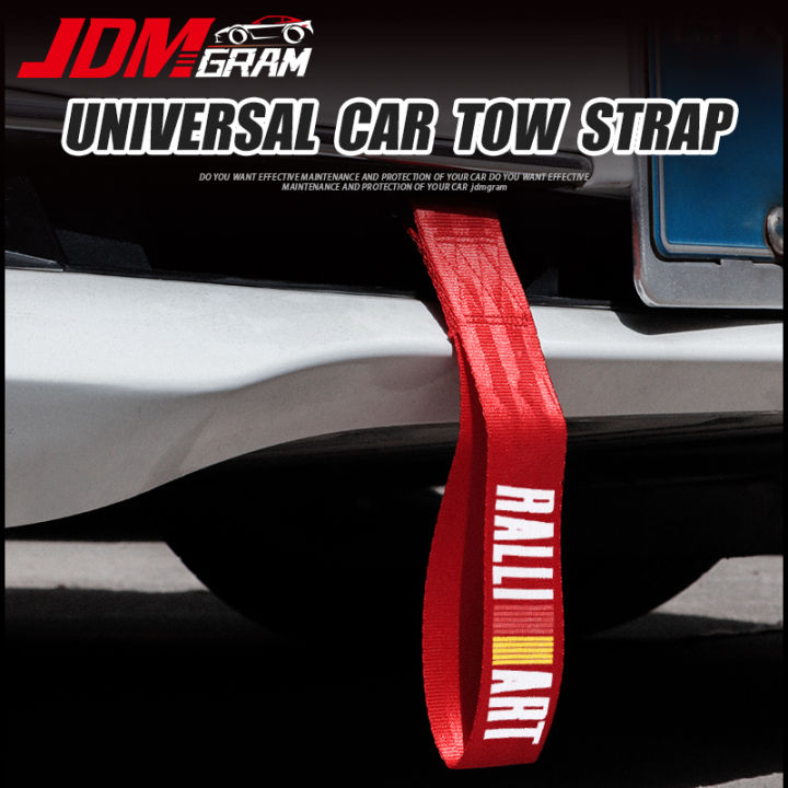 Ralliart Car Towing Strap Belt Universal Auto Front Rear Bumper Tow