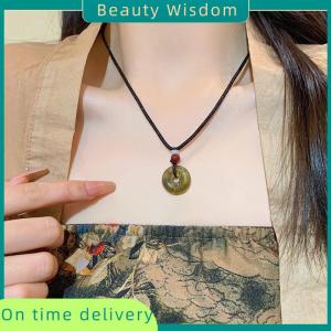 Beauty Wisdom Chinese Style Fashion Retro Braided Rope Necklace Butterfly Flower Moon Safety Lock Pendant Necklace For Women Vintage Jewelry
