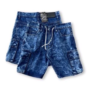 Celana Cargo Jeans Pria Panjang Reguler Blue Sunwash Long Pants Denim Kargo Gombrong Outdoor Gunung